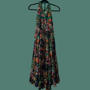 Tropical Print Maxi Halter Top Dress Sz S